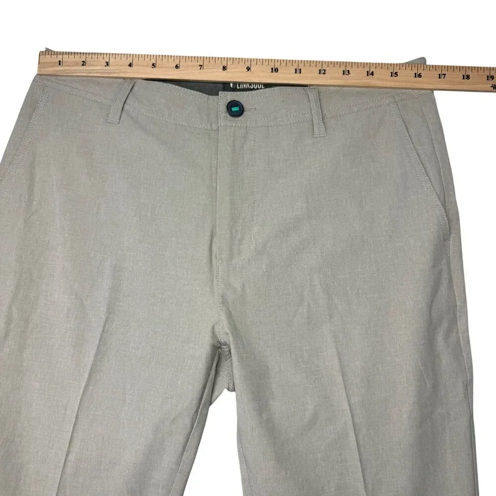 Linksoul Pants Men’s 32R Beige Chino Performance Preppy Casual Outdoor Golf Flex